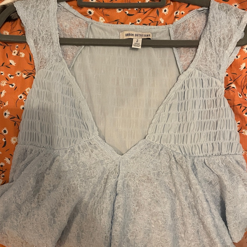 Urban Outfitters Sky Blue Lace Blouse